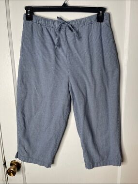 Y2K Gingham Capri Pants Small Jennifer Moore Pull On Elastic Waist Drawstring S